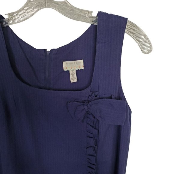 UO Kimchi Blue Size M Dress Seersucker Cotton Faux Wrap Ruffle Bow Sleeveless - Picture 4 of 6